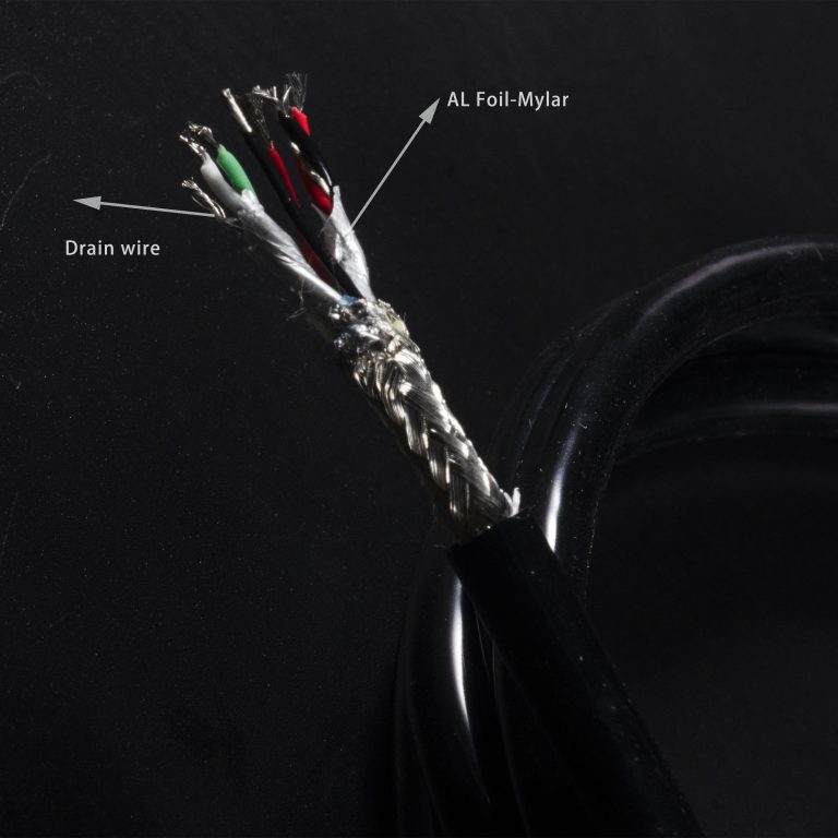 Braided Shield 6 wire silicone cable with 2 wire 24AWG and 2 Twisted Pair 28AWG with drain wire